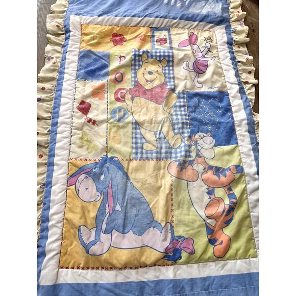 Vintage Winnie The Pooh Comforter Blanket Two Sided - Picture 1 of 5